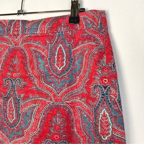 J. Crew No 2 Pencil Skirt Raj Blue & Red Paisley 2 - Picture 4 of 5